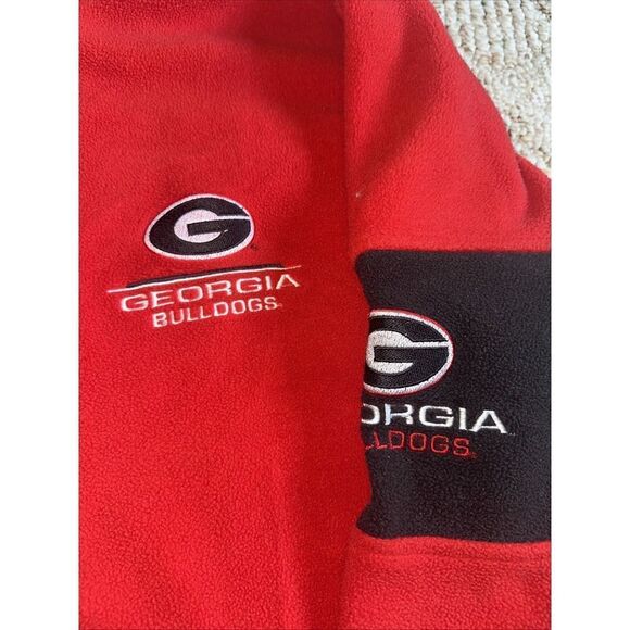 Georgia Bulldogs Sweater Mens Or Womens Large Red Quarter Zip Adult M - Picture 2 of 5